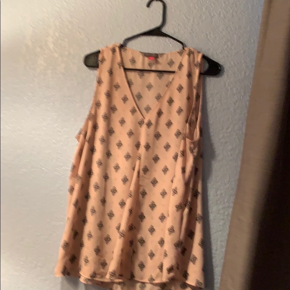 Vince Camuto Pink and Black Sleeveless Blouse